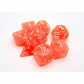 CHX30060 Neon Orange Translucent Dice with White Numbers 7+1 Dice Set 16mm (5/8in)