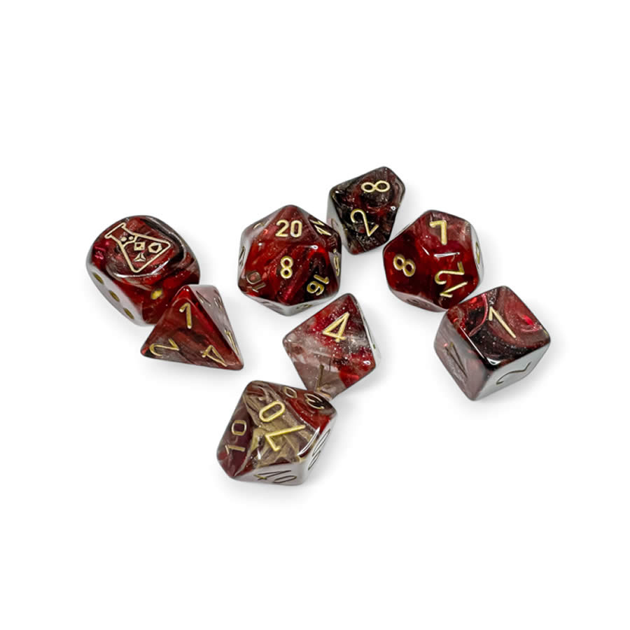 CHX30064 Borealis Cosmos with Gold Colored Numbers 7+1 Dice Set 16mm (5/8in)