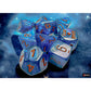 CHX30069 Midnight Borealis Dice with Copper Numbers 7+1 Lab Dice Set 16mm (5/8in)