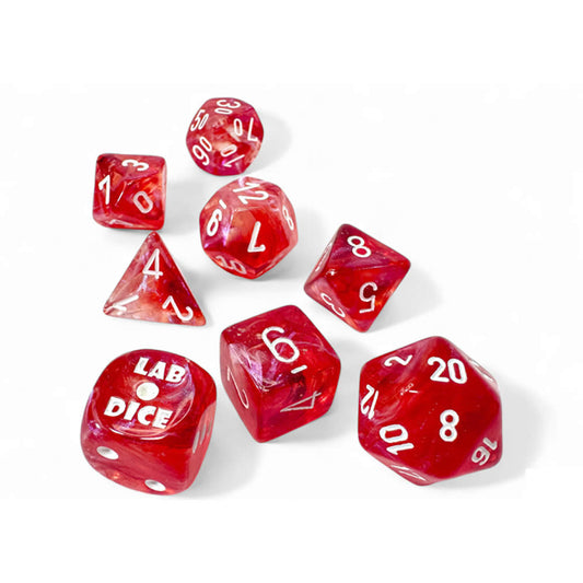 CHX30070 Passion Borealis Luminary Dice with White Numbers 7+1 Lab Dice Set 16mm (5/8in)