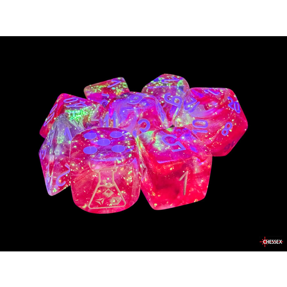 CHX30070 Passion Borealis Luminary Dice with White Numbers 7+1 Lab Dice Set 16mm (5/8in)