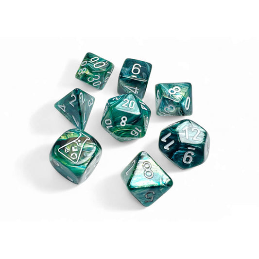 CHX30072 Neptune Lustrous Dice with Grey Numbers 7+1 Lab Dice Set 16mm (5/8in)