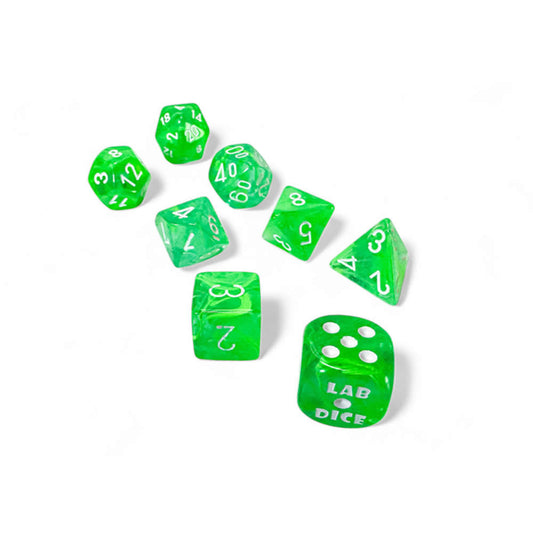 CHX30074 Gelatinous Nebula Dice with Grey Numbers 7+1 Lab Dice Set 16mm (5/8in)