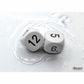 CHXLE925 White Dice with Black Numbers 1-6 and 7-12 D6 22mm (7/8in) Pack of 2 Chessex