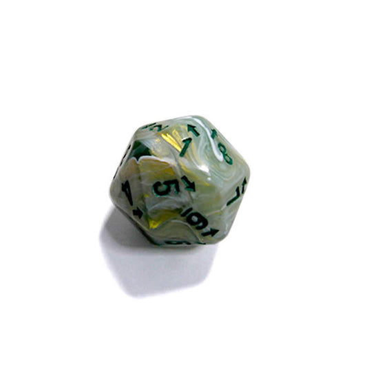 CHXXC2014 Green Marble Countup and Down Die with Dark Green Numbers D20 25mm (1in) Pack of 1
