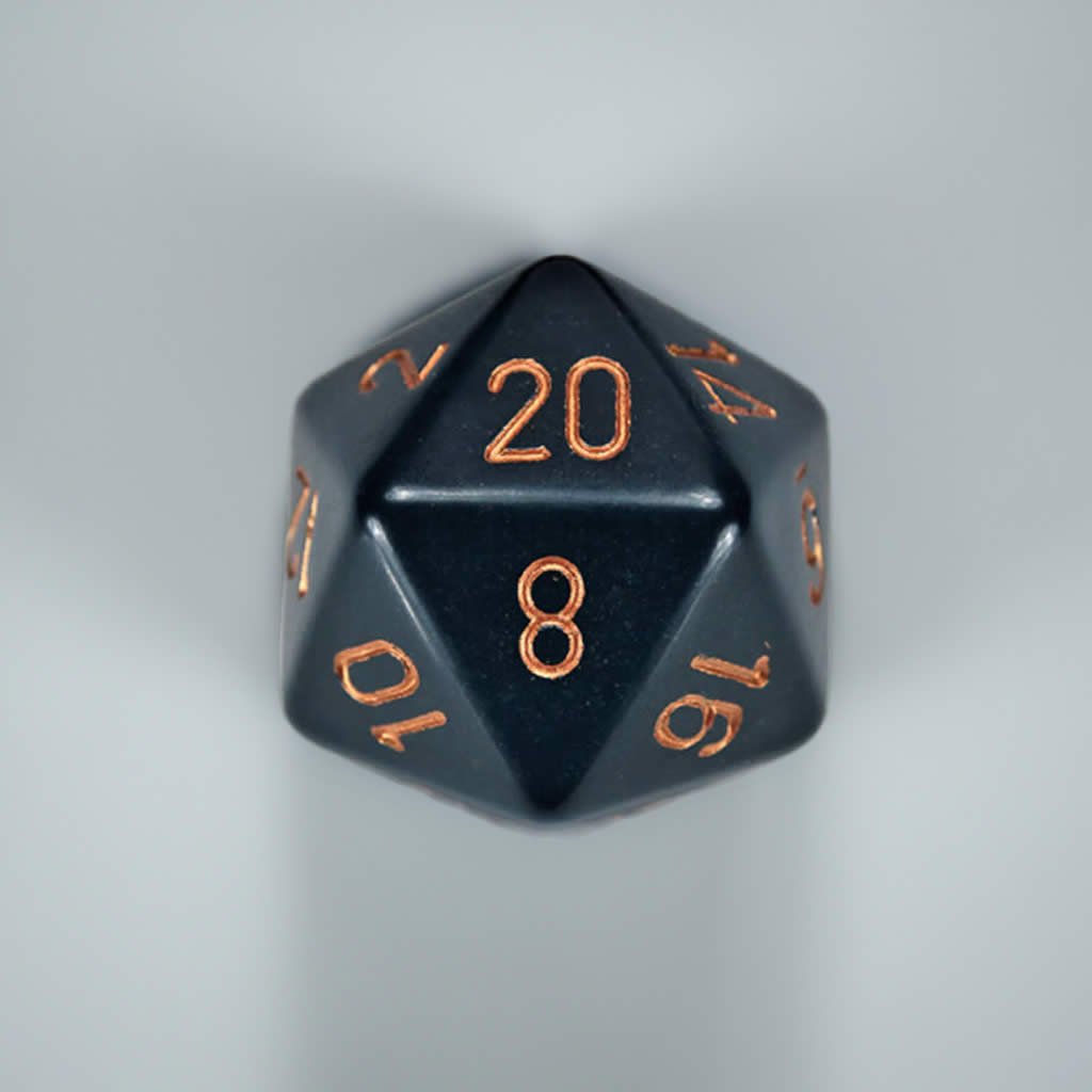 CHXXQ2026 Dusty Blue Opaque Die Copper Numbers D20 34mm Pack of 1