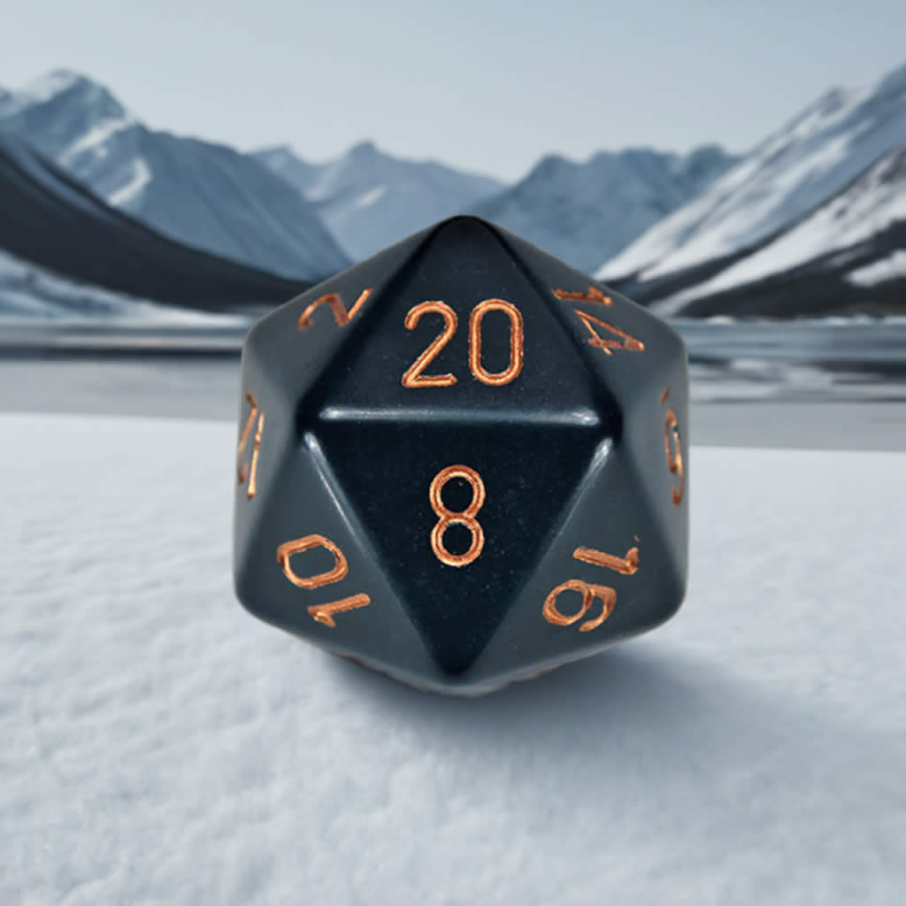 CHXXQ2026 Dusty Blue Opaque Die Copper Numbers D20 34mm Pack of 1