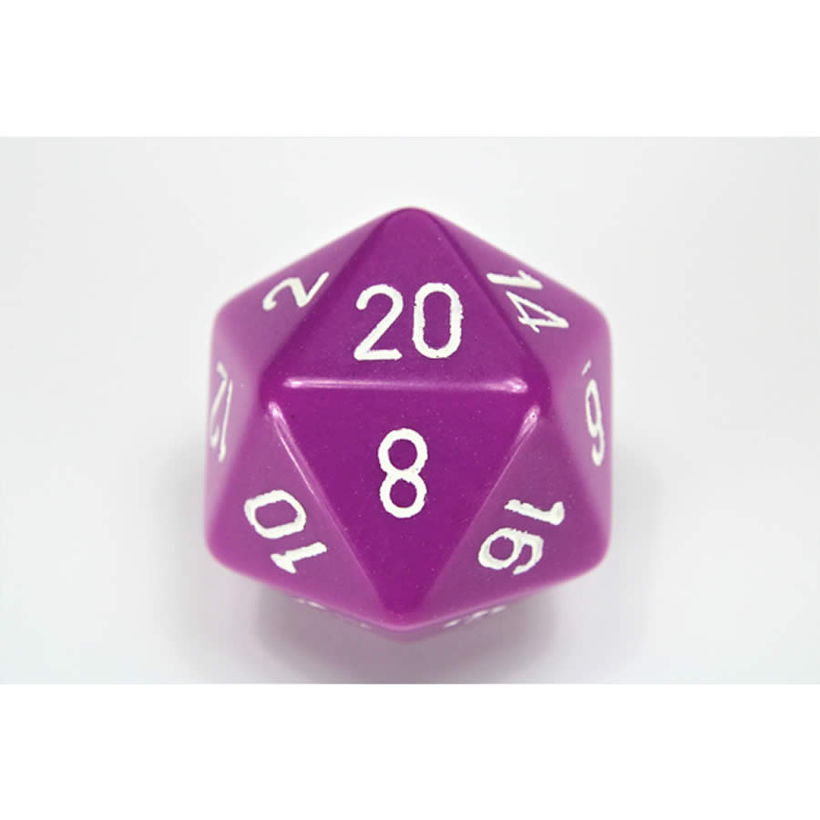 CHXXQ2027 Light Purple Opaque Die White Numbers D20 34mm Pack of 1