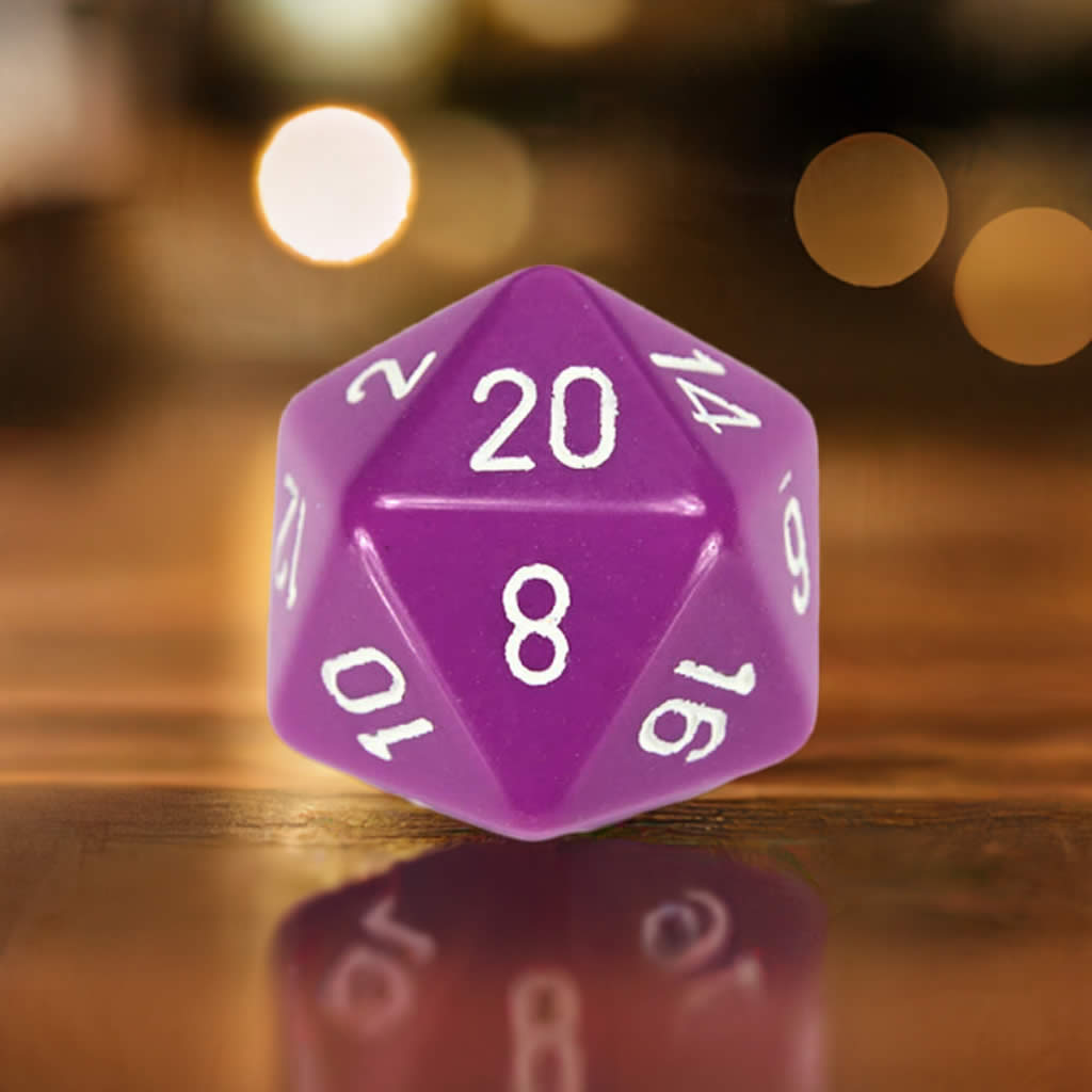 CHXXQ2027 Light Purple Opaque Die White Numbers D20 34mm Pack of 1