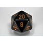CHXXQ2028 Black Opaque Die Gold Numbers D20 34mm (1.34in) Pack of 1