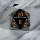 CHXXQ2028 Black Opaque Die Gold Numbers D20 34mm (1.34in) Pack of 1