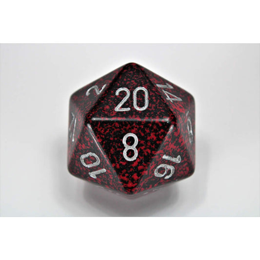 CHXXS2005 Silver Volcano Speckled Die Silver Numbers D20 34mm Pack of 1