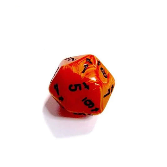 CHXXVUD03 Orange Vortex Countup and Down Die with Black Numbers D20 25mm (1in) Pack of 1