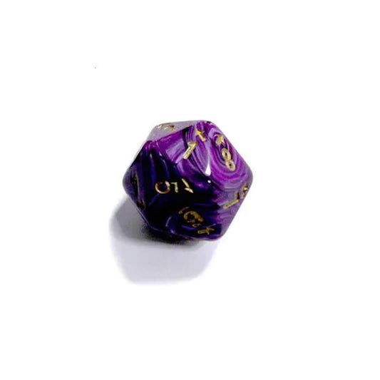 CHXXVUD07 Purple Vortex Countup and Down Die with Gold Numbers D20 25mm (1in) Pack of 1