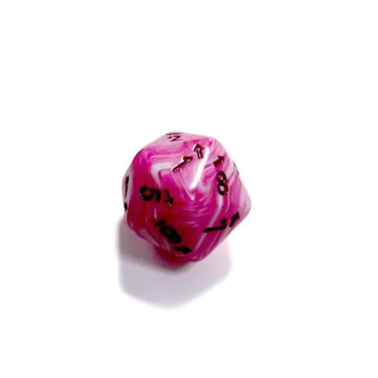 CHXXVUD20 Pink Vortex Countup and Down Die with Black Numbers D20 25mm (1in) Pack of 1