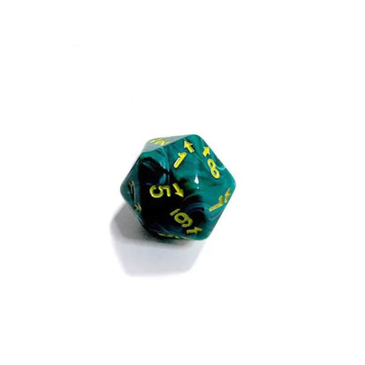 CHXXVUD25 Malachite Vortex Countup and Down Die with Yellow Numbers D20 25mm (1in) Pack of 1