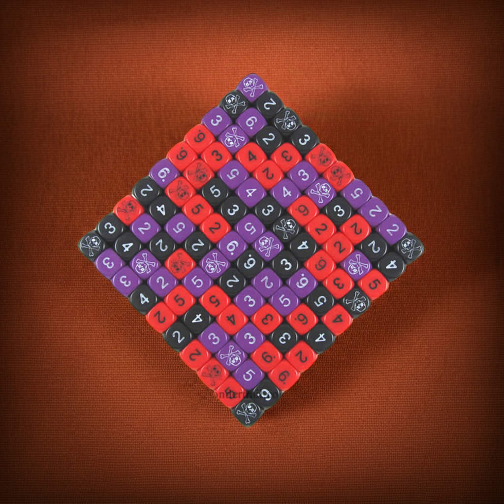 KOP00524 Skull Dice with Numbers D6 16mm (5/8in) Bulk Pack of 100 Dice