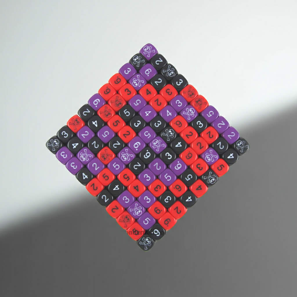 KOP00524 Skull Dice with Numbers D6 16mm (5/8in) Bulk Pack of 100 Dice