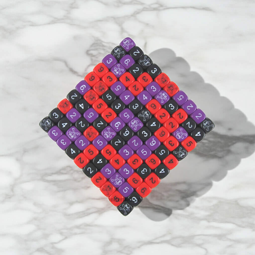 KOP00524 Skull Dice with Numbers D6 16mm (5/8in) Bulk Pack of 100 Dice