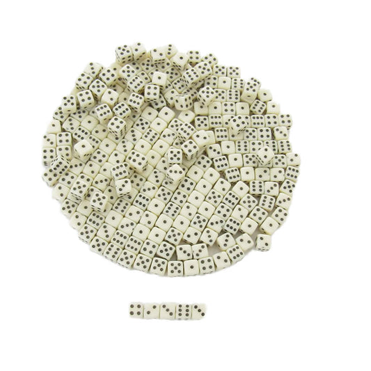 KOP00644 Ivory Opaque Tiny Dice with Black Pips D6 5mm (13/64in) Pack of 250 Dice