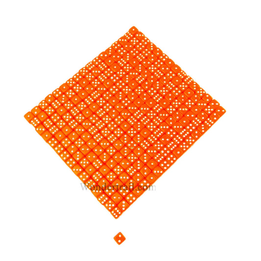 KOP00645 Orange Opaque Tiny Dice with White Pips D6 5mm (13/64in) Pack of 250 Dice