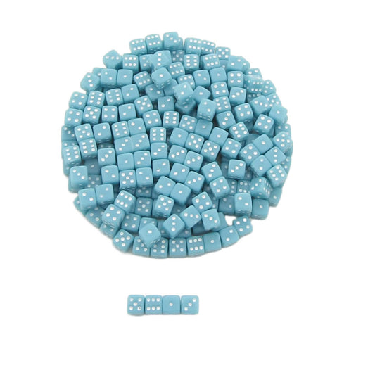 KOP00646 Pale Blue Opaque Dice White Pips D6 5mm (13/64in) Pack of 250