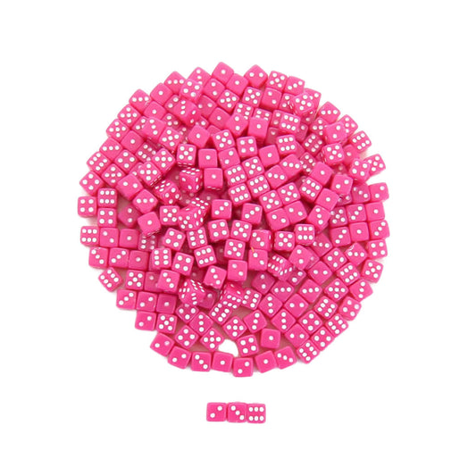 KOP00647 Pink Opaque Dice with White Pips D6 5mm (13/64in) Pack of 250
