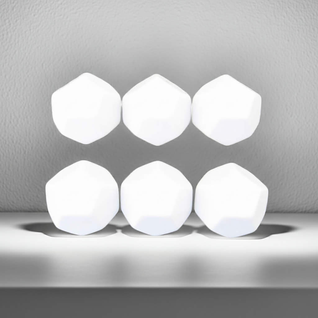 KOP01415 White Opaque Blank 12 Sided Dice(D12) Cubes 25mm (1in) Set of 6 Dice with Stickers