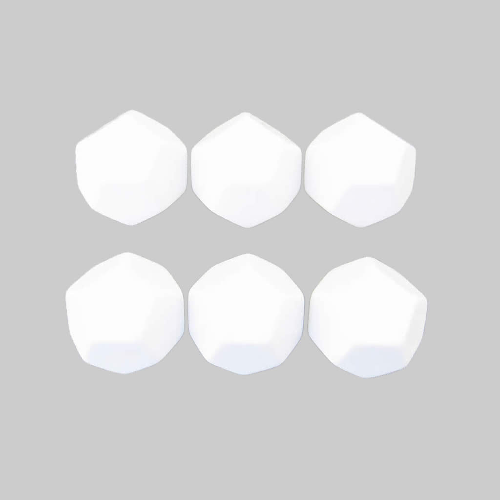 KOP01415 White Opaque Blank 12 Sided Dice(D12) Cubes 25mm (1in) Set of 6 Dice with Stickers