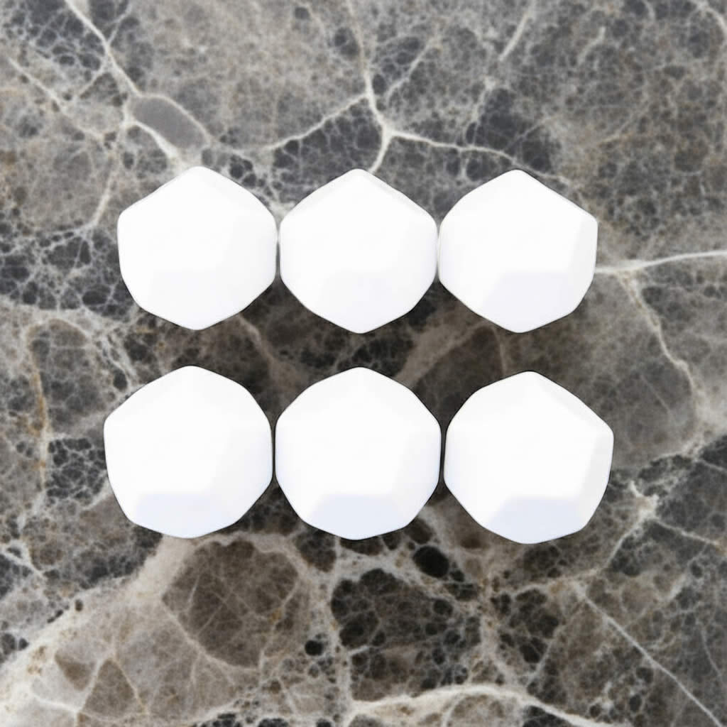 KOP01415 White Opaque Blank 12 Sided Dice(D12) Cubes 25mm (1in) Set of 6 Dice with Stickers