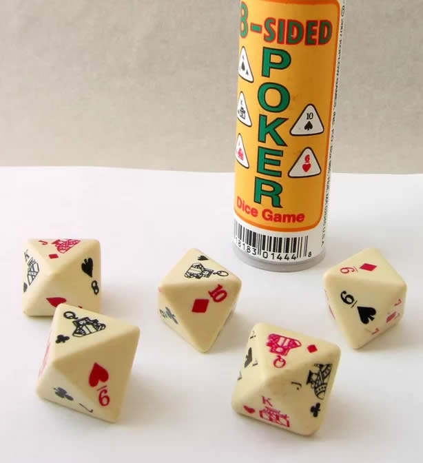 KOP01444 Poker Dice Game Ivory Opaque 8 Sided (d8) 16mm (5/8in) Dice