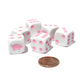 KOP01458 Pig Dice Game White Opaque with Pink Six Sided 16mm (5/8in) Dice