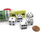 KOP01504 Bar Dice Game White Opaque with Black Six Sided Dice (D6) 16mm (5/8in)