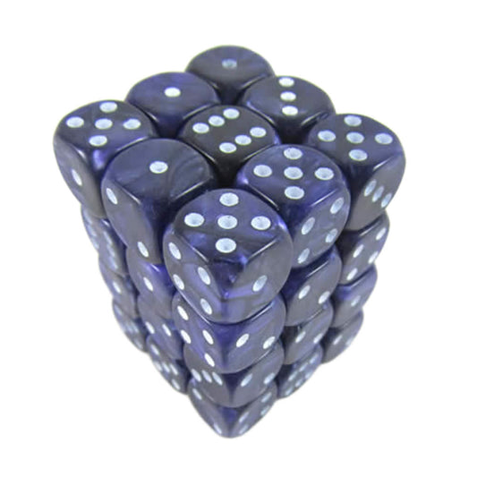 KOP01788 Purple Pearl Dice with White Pips D6 12mm (1/2in) Pack of 36 Dice