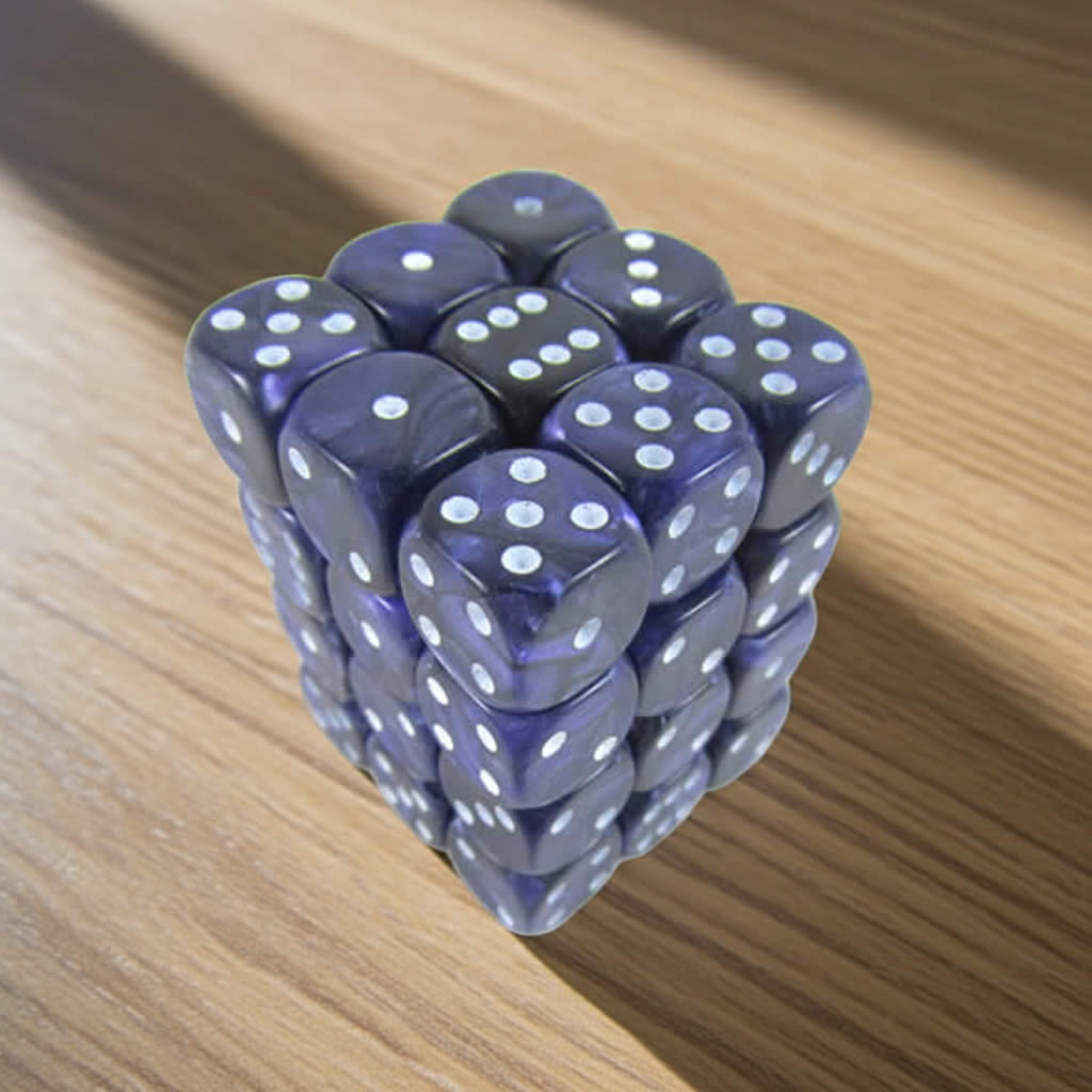 KOP01788 Purple Pearl Dice with White Pips D6 12mm (1/2in) Pack of 36 Dice