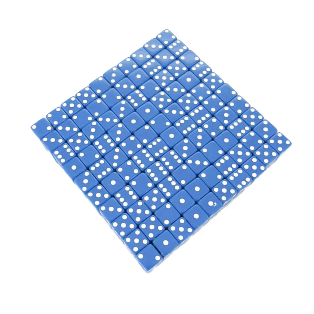 KOP01817 Blue Opaque Dice White Pips D6 12mm (1/2in) Bulk Pack of 200