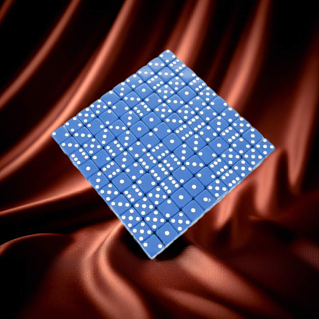 KOP01817 Blue Opaque Dice White Pips D6 12mm (1/2in) Bulk Pack of 200