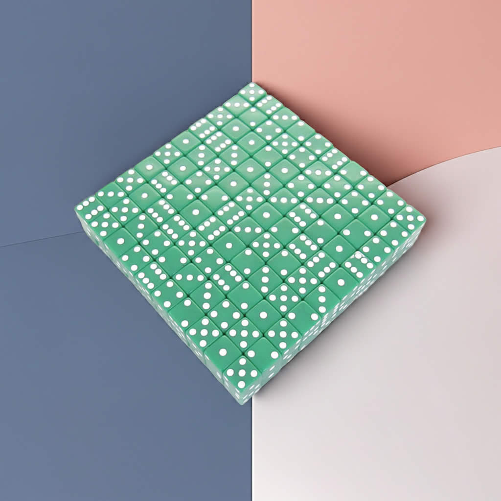 KOP01818 Green Opaque Dice White Pips D6 12mm (1/2in) Bulk Pack of 200