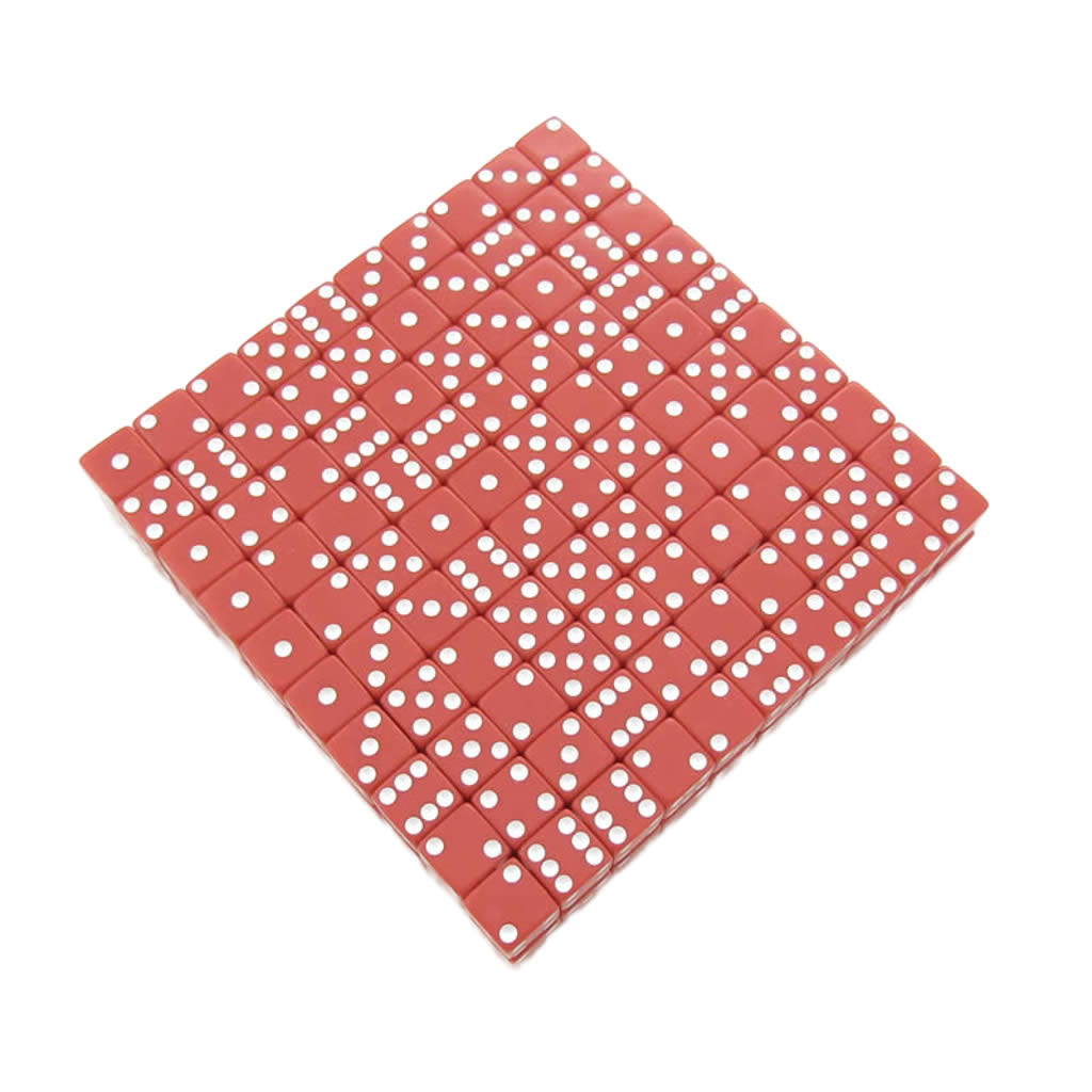 KOP01821 Red Opaque Dice White Pips D6 12mm (1/2in) Bulk Pack of 200