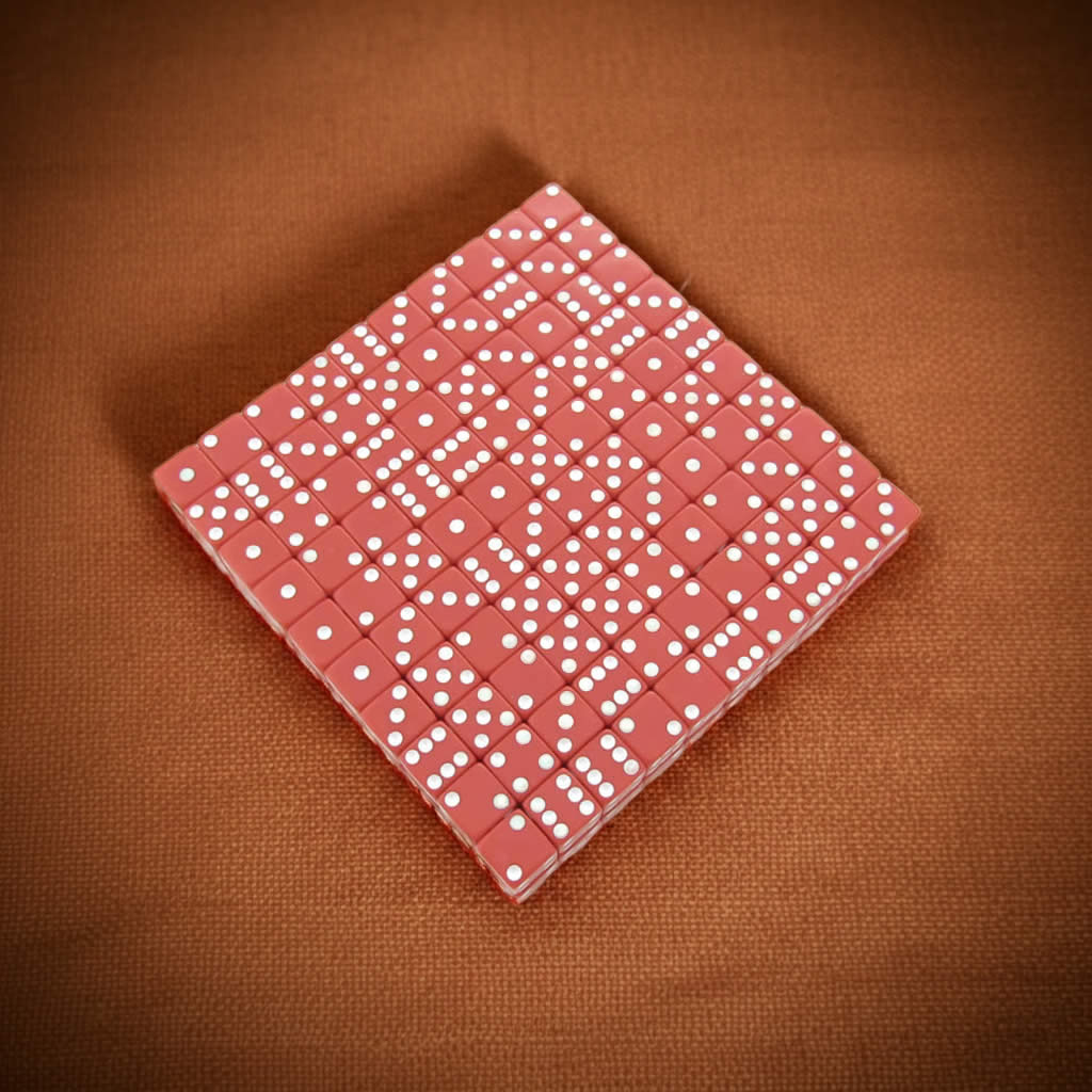 KOP01821 Red Opaque Dice White Pips D6 12mm (1/2in) Bulk Pack of 200