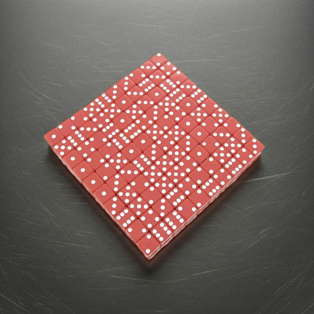 KOP01821 Red Opaque Dice White Pips D6 12mm (1/2in) Bulk Pack of 200