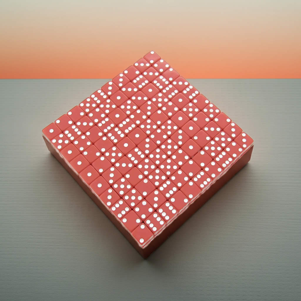 KOP01821 Red Opaque Dice White Pips D6 12mm (1/2in) Bulk Pack of 200