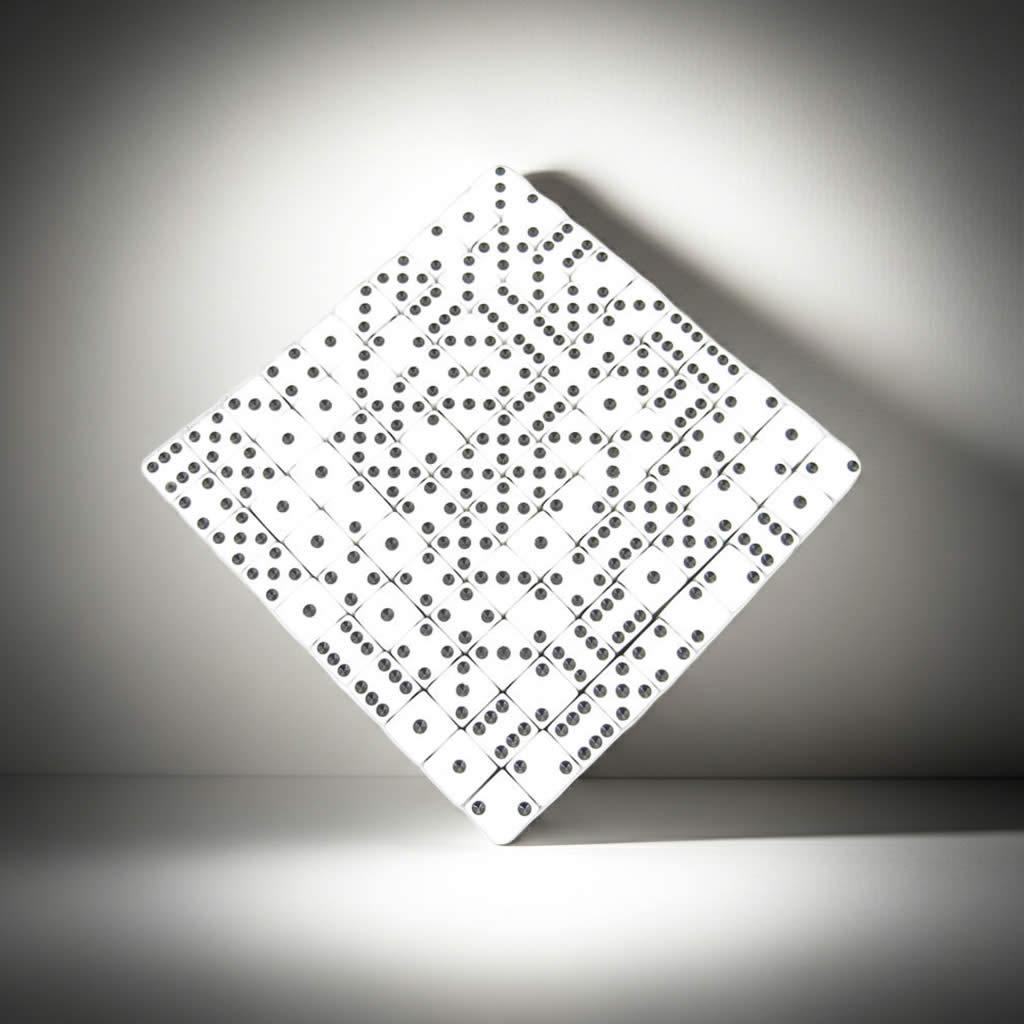 KOP01822 White Opaque Dice with Black Pips D6 12mm (1/2in) Bulk Pack of 200 Dice