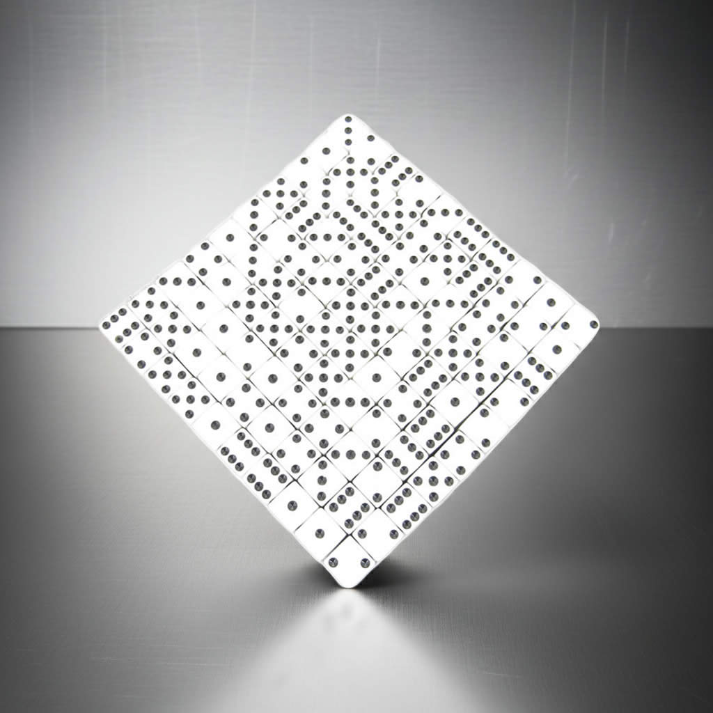 KOP01822 White Opaque Dice with Black Pips D6 12mm (1/2in) Bulk Pack of 200 Dice