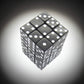 KOP01828 Black Opaque Squared Corner Dice with White Pips D6 12mm (1/2in) Pack of 36 Dice