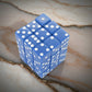 KOP01829 Blue Opaque Squared Corner Dice with White Pips D6 12mm (1/2in) Pack of 36 Dice