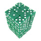 KOP01830 Green Opaque Squared Corner Dice with White Pips D6 12mm (1/2in) Pack of 36 Dice