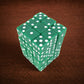 KOP01830 Green Opaque Squared Corner Dice with White Pips D6 12mm (1/2in) Pack of 36 Dice