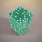 KOP01830 Green Opaque Squared Corner Dice with White Pips D6 12mm (1/2in) Pack of 36 Dice