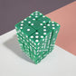 KOP01830 Green Opaque Squared Corner Dice with White Pips D6 12mm (1/2in) Pack of 36 Dice